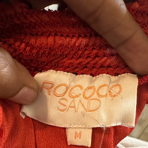 ROCOCO SAND Cold Shoulder Long Dress with ruffles in Red & Black size Medium - Picture 5 of 8